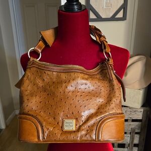 Dooney & Bourke Brown Ostrich Leather Shoulder Bag